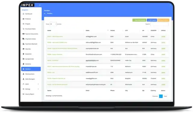 IMPEX Data Platform Screen 2