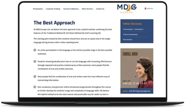 MDG Europe - New Website Development with Innovation