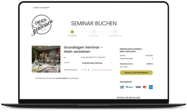 einfach geniessen – Seminar platform - Booking