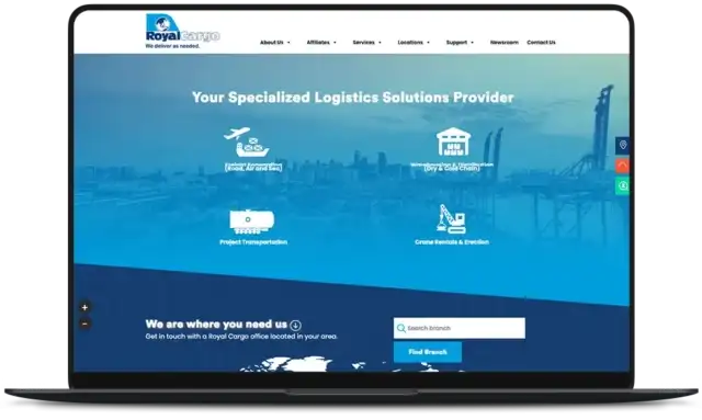 Royal Cargo Website - Start Page