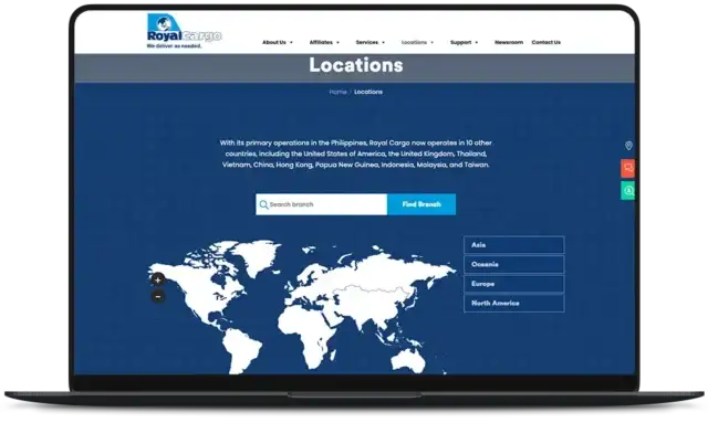Royal Cargo Website - Dynamic Word Map