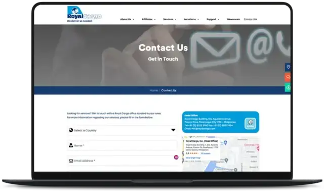 Royal Cargo Website - Contact us