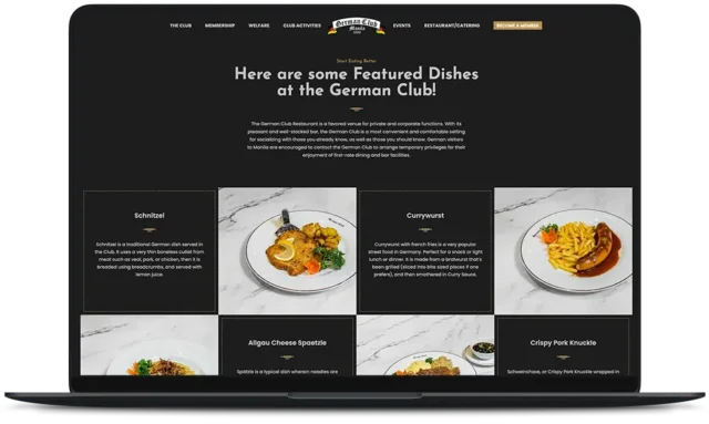German Club Manila Website - Dishes