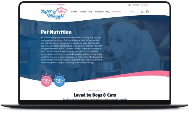 Sniff ’n Waggle Website Pet Nutrition