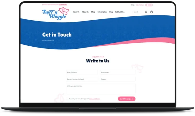 Sniff ’n Waggle Website Get in Touch