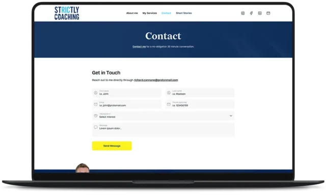 Strictly Coaching Website - Contact