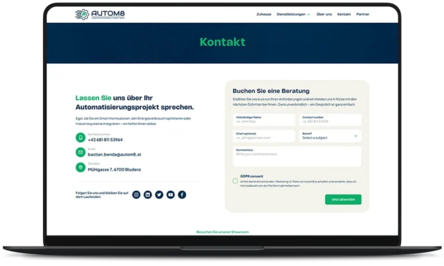 Autom8 Website - Contact Us
