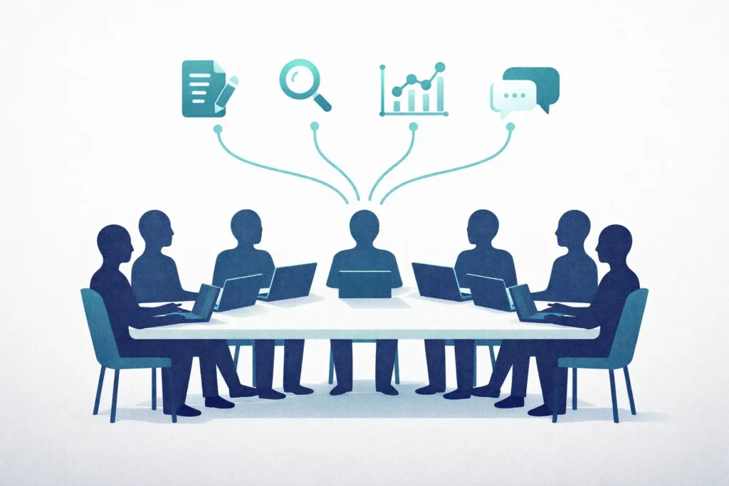 Team AI productivity training session — participants working hands-on with AI tools during a Pegotec workshop