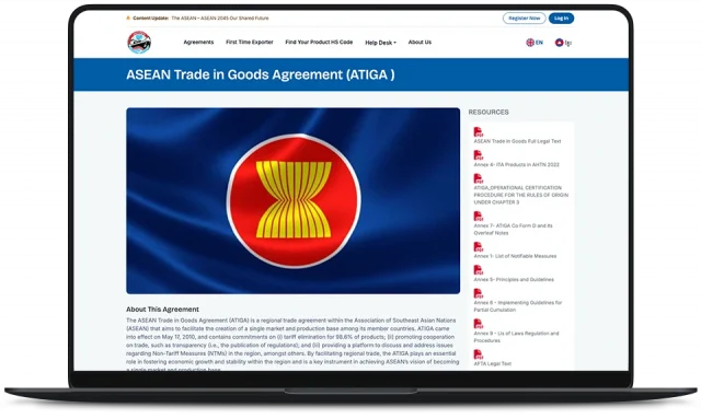 ASEAN Trade in Goods Agreement (ATIGA) detail page on Cambodia FTA Portal with annexes and resources
